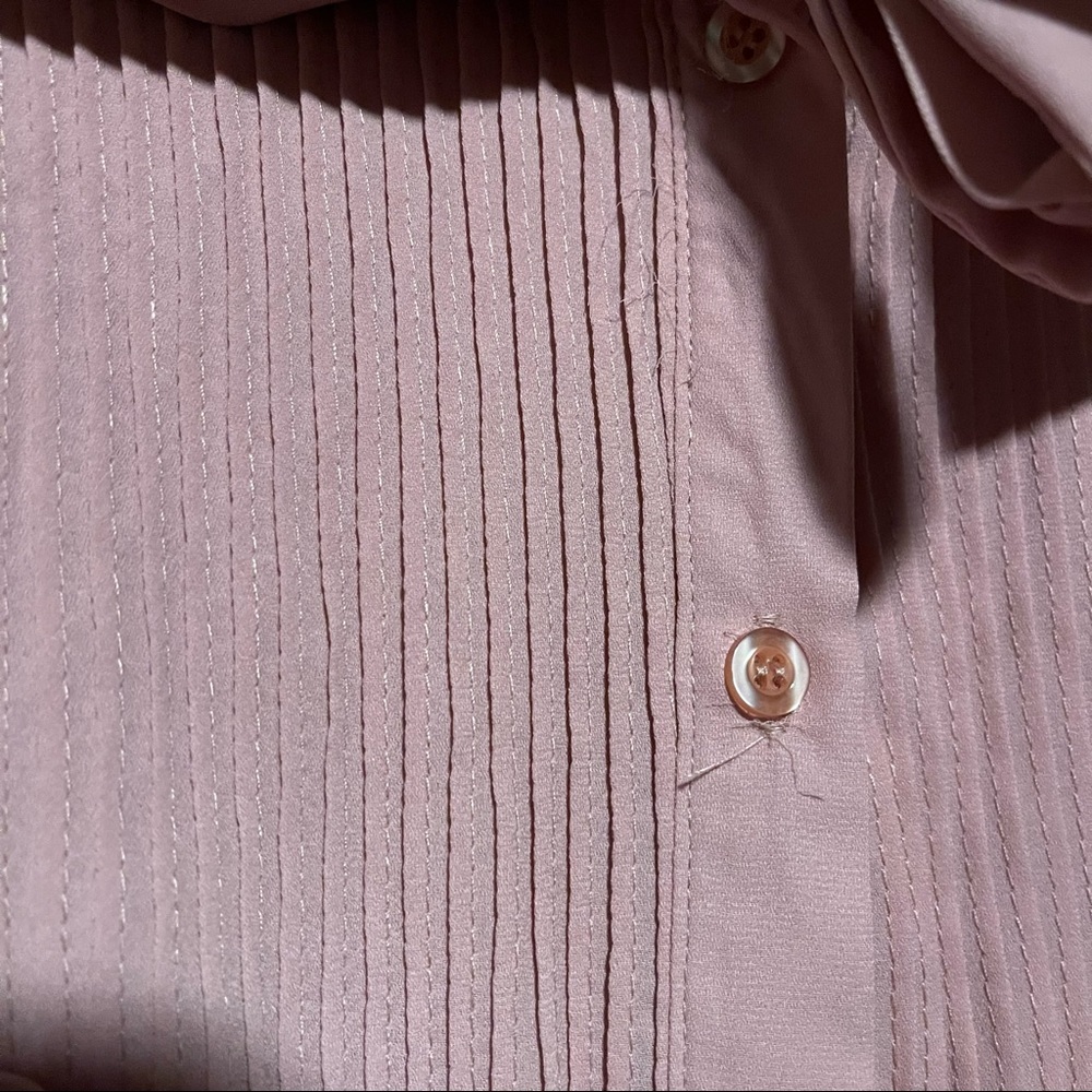 Unique Vintage Size Large Pink Blouse with Bow Tie - Picture 3 of 10